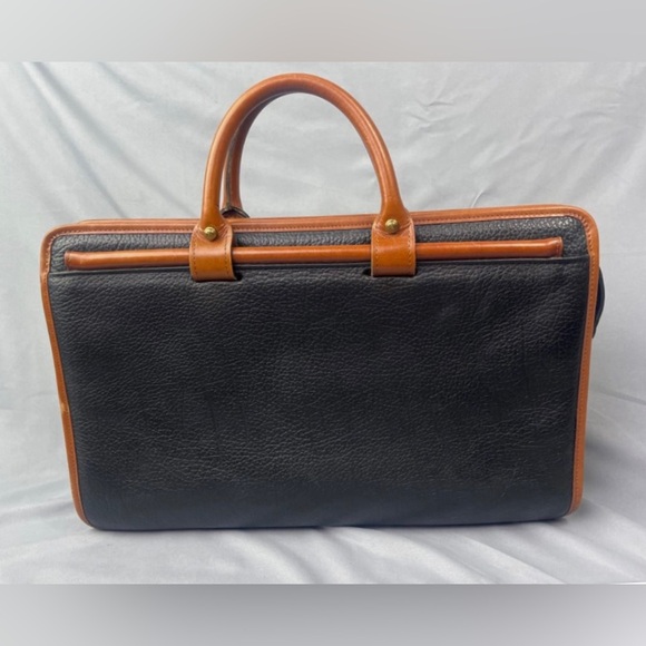 Jack Georges Black Leather Briefcase w/ Brown Trim 16x9 - Picture 2 of 6